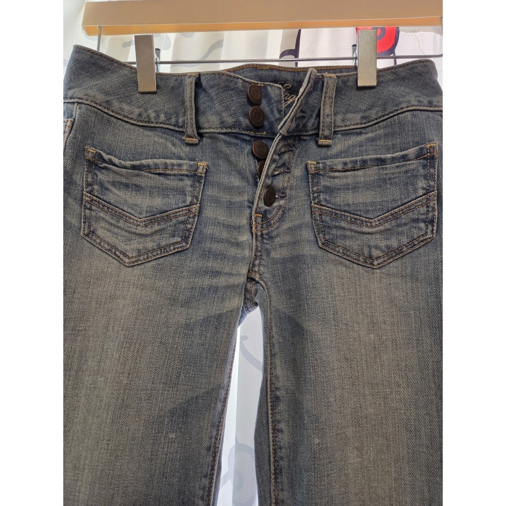 American Eagle Artist Jeans Women 0 Light Bootcut Buttons Y2K Distressed